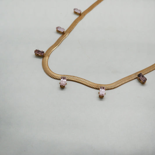 Snake full pink necklace