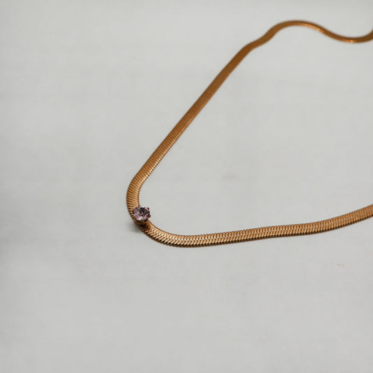 Snake pink diamant necklace